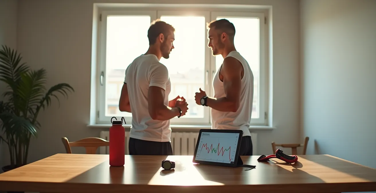 Coach italiano analizza dati di allenamento con runner per pianificazione maratona