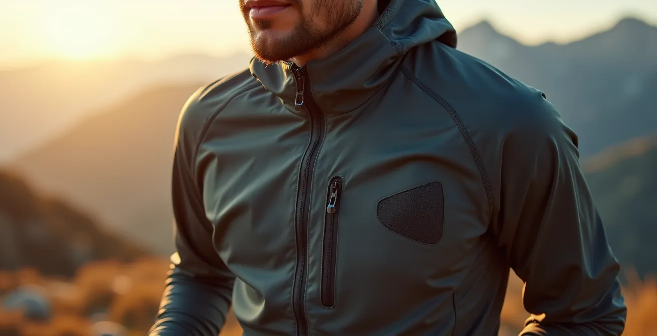 Dettaglio della membrana traspirante di un guscio tecnico da montagna