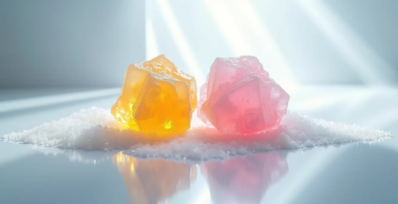 Visualizzazione scientifica del rapporto 2:1 glucosio-fruttosio nell'assorbimento intestinale