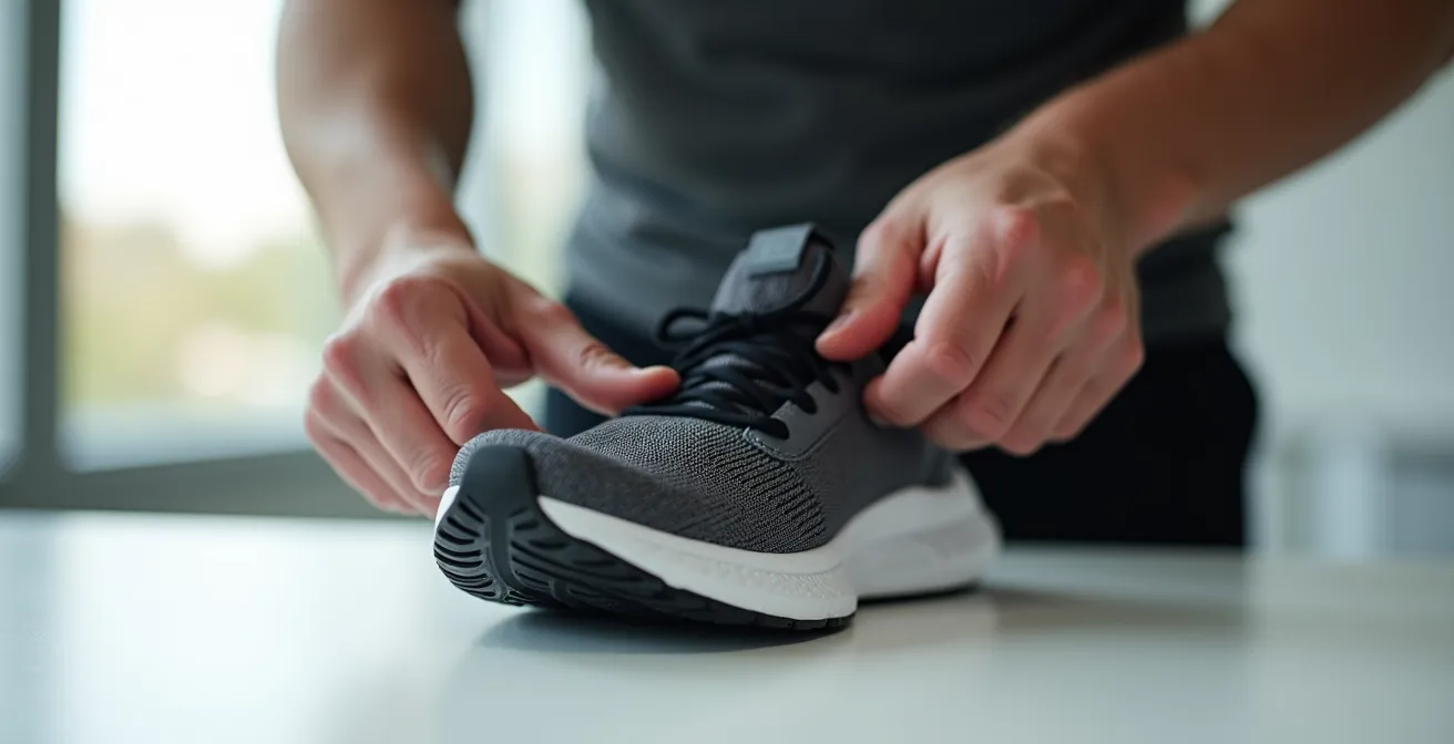 Confronto visivo della rigidità torsionale tra scarpa nuova e usurata